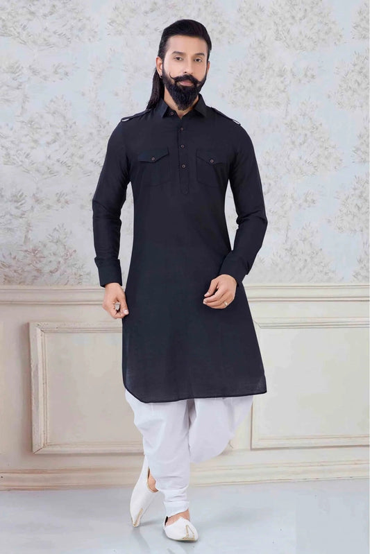 Black Cotton Festival Wear Dhoti Kurta NCKP11310138