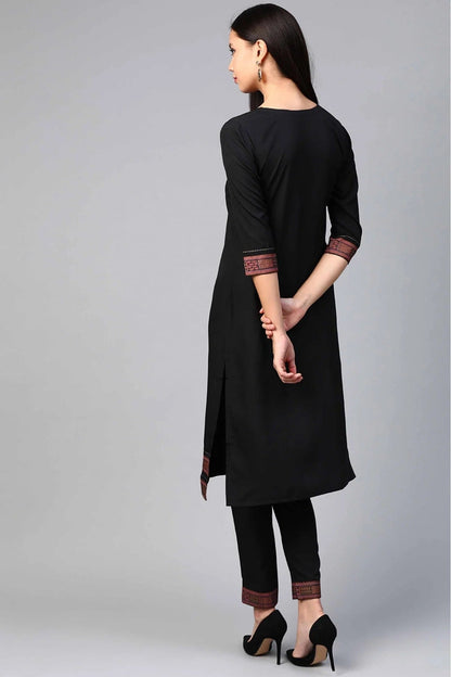 Black Crepe Solid Kurta With Pant  NCKR10610153