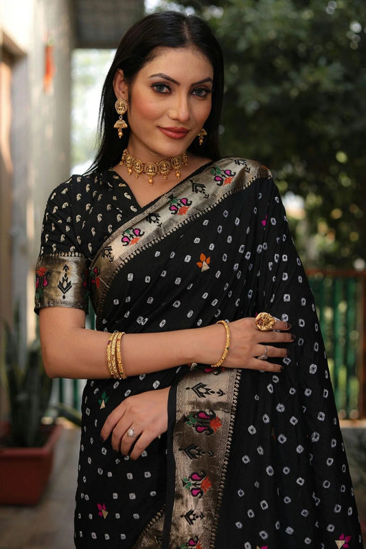 Black Dola Silk Paithani Saree NCSD11112219