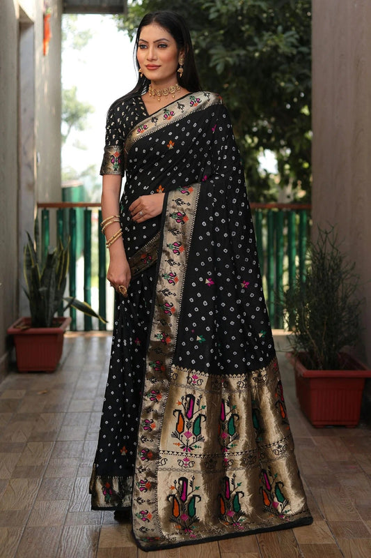 Black Dola Silk Paithani Saree NCSD11112219