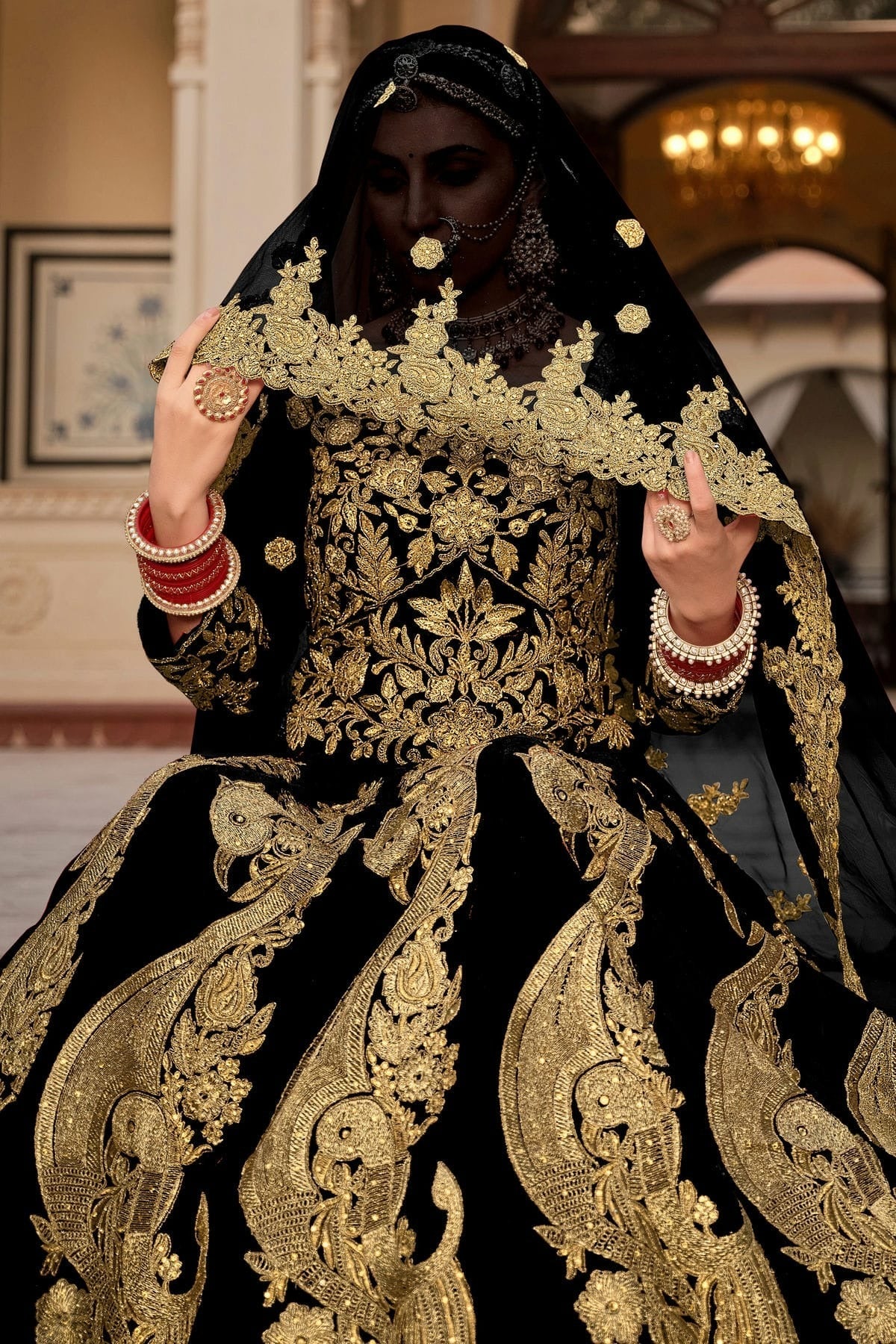 Black Embroidery 9000 Velvet Lehenga Choli NCLC12910145