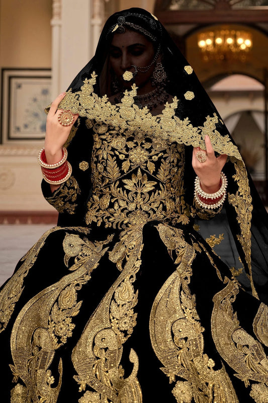 Black Embroidery 9000 Velvet Lehenga Choli NCLC12910145