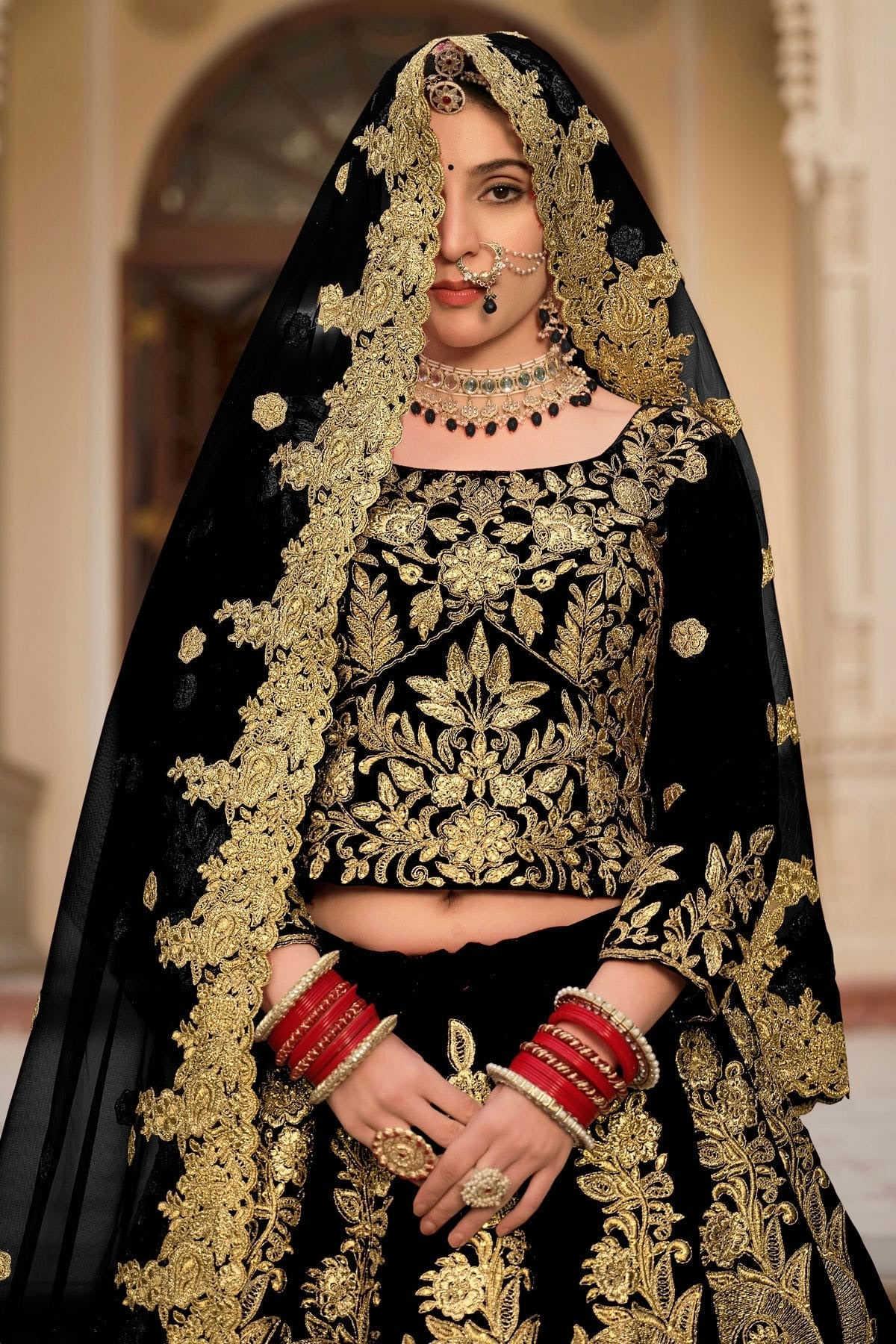 Black Embroidery 9000 Velvet Lehenga Choli NCLC12910145