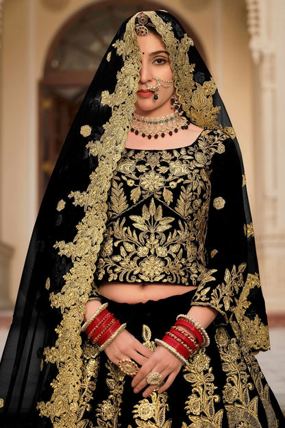 Black Embroidery 9000 Velvet Lehenga Choli NCLC12910145