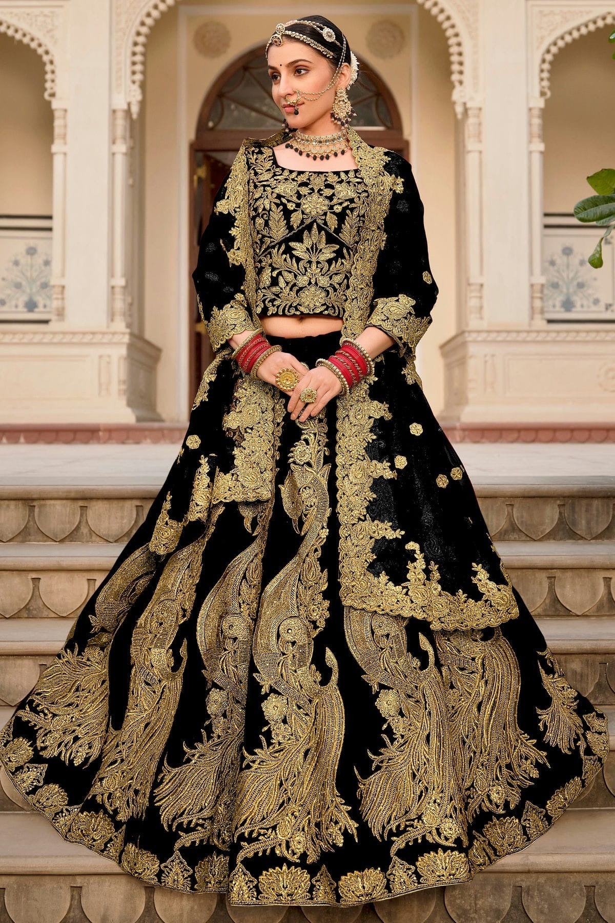 Black Embroidery 9000 Velvet Lehenga Choli NCLC12910145