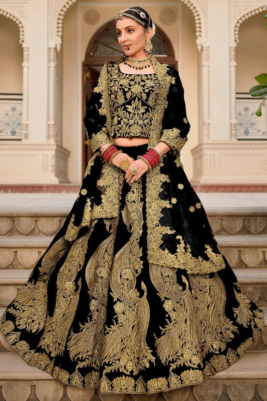Black Embroidery 9000 Velvet Lehenga Choli NCLC12910145