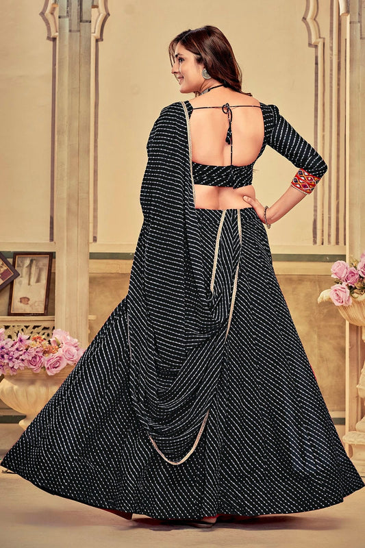 Black Embroidery Georgette Navratri Lehenga  NCLD11710181