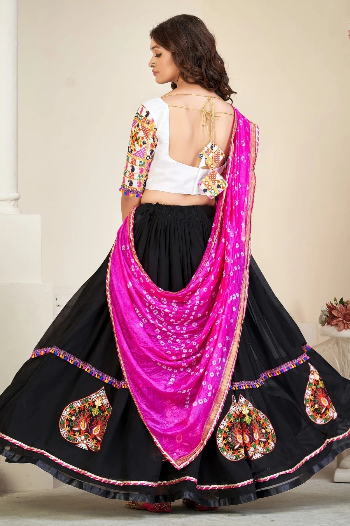 Black Embroidery Georgette Navratri Lehenga  NCLD11710187