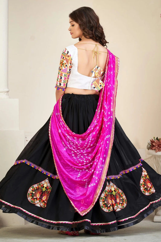 Black Embroidery Georgette Navratri Lehenga  NCLD11710187