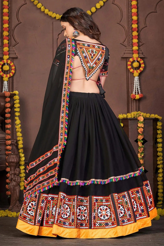 Black Embroidery Georgette Navratri Lehenga  NCLD11710198