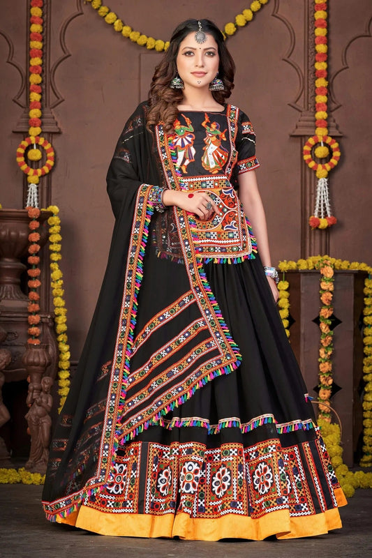 Black Embroidery Georgette Navratri Lehenga NCLD11710198