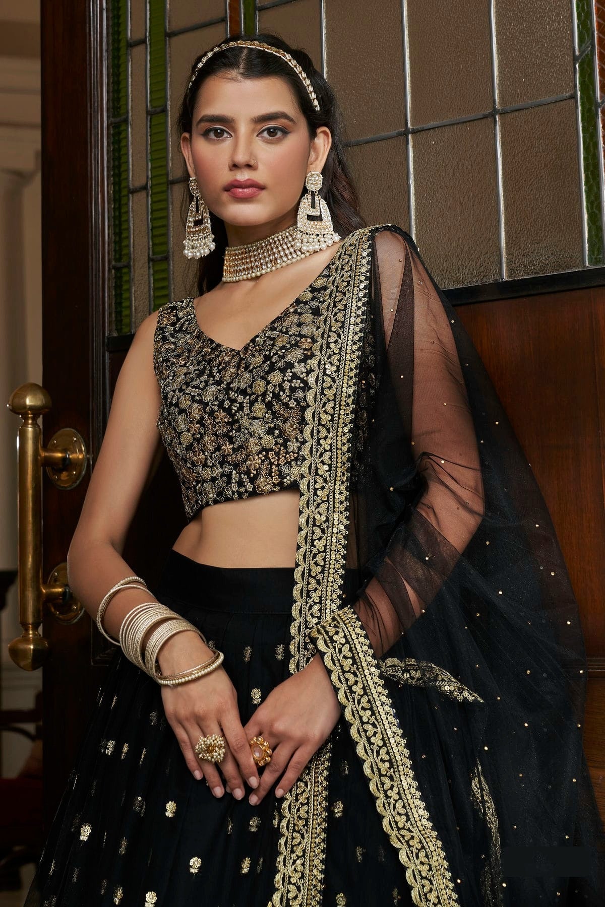 Black Embroidery Soft Net Lehenga Choli NCLD10810255