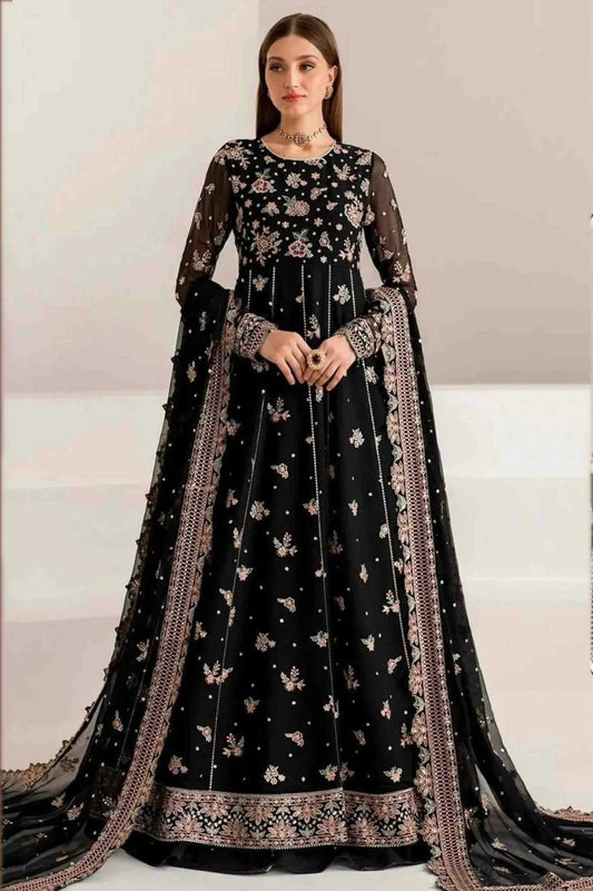 Black Faux Georgette Anarkali Suit NCSM11410137