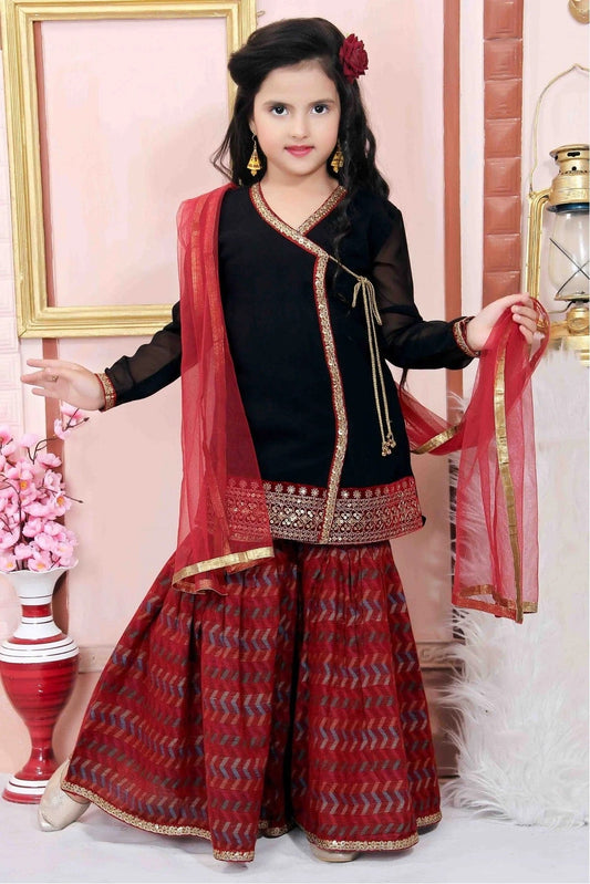 Black Faux Georgette Party Wear Sharara Suit NCGW10710773
