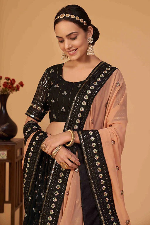 Black Georgette Designer Lehenga Choli NCLC12410163