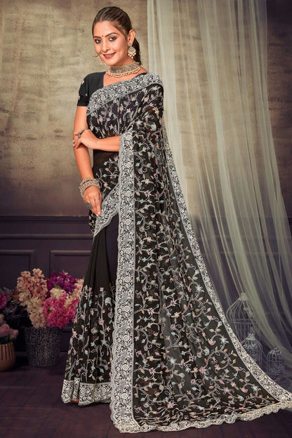 Black Georgette Designer Saree NCLC11210319