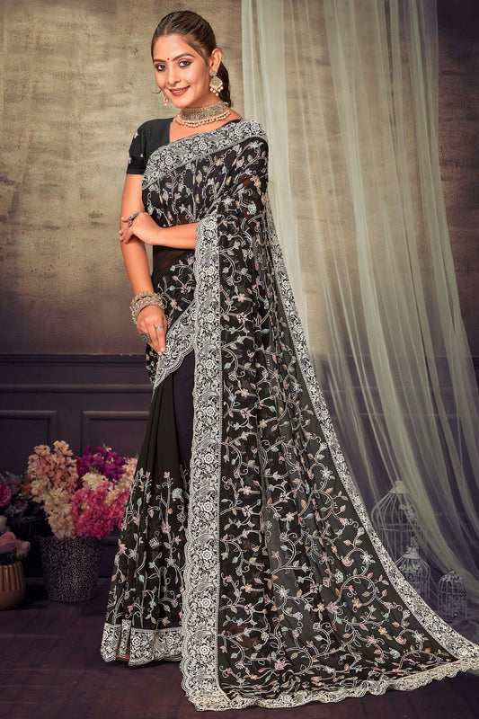 Black Georgette Designer Saree NCLC11210319