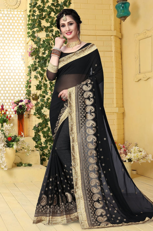 Black Georgette Designer Saree NCLC11210320