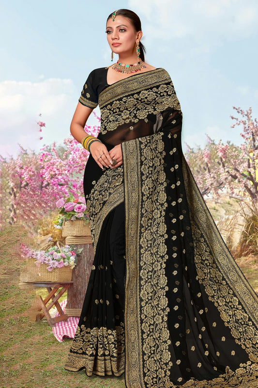 Black Georgette Designer Saree NCLC11210358