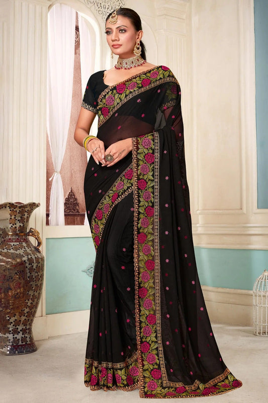 Black Georgette Designer Saree NCLC11210365