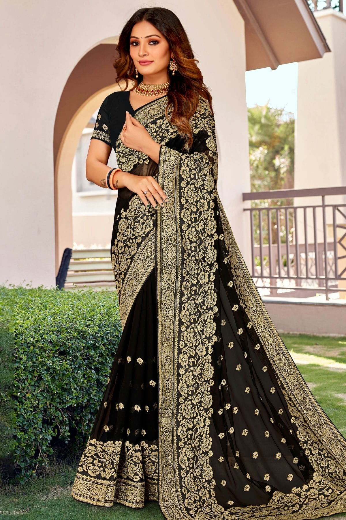 Black Georgette Designer Saree NCLC11210398