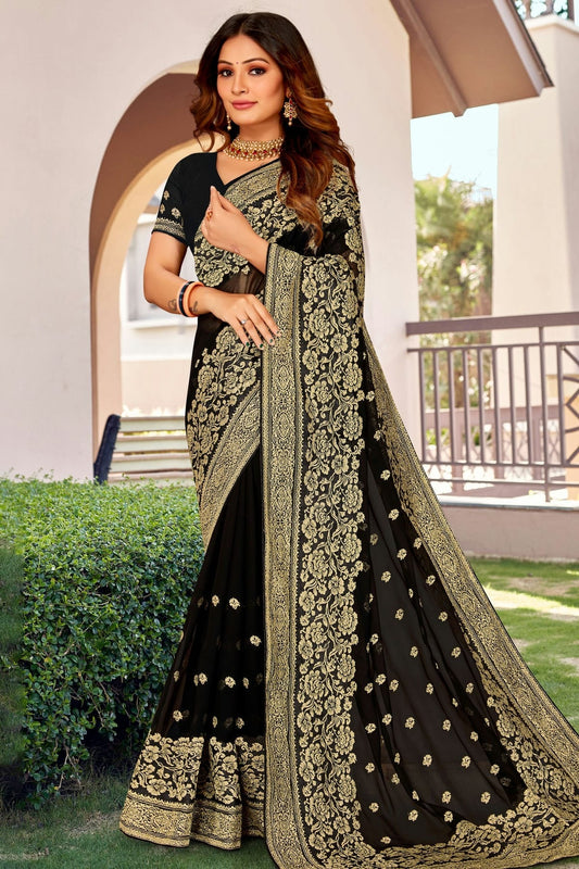 Black Georgette Designer Saree NCLC11210398