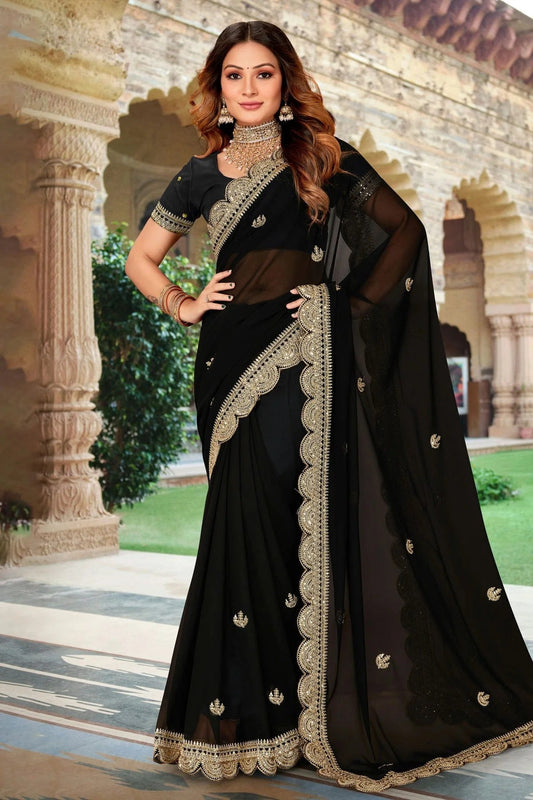 Black Georgette Designer Saree NCLC11210413