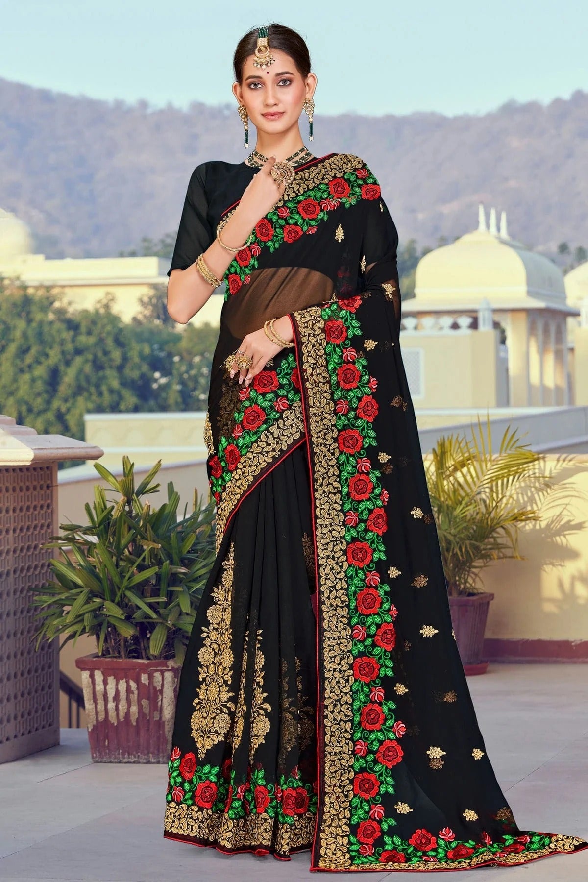 Black Georgette Designer Saree NCLC11210445