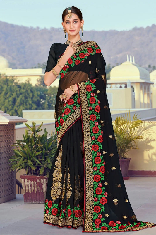 Black Georgette Designer Saree NCLC11210445
