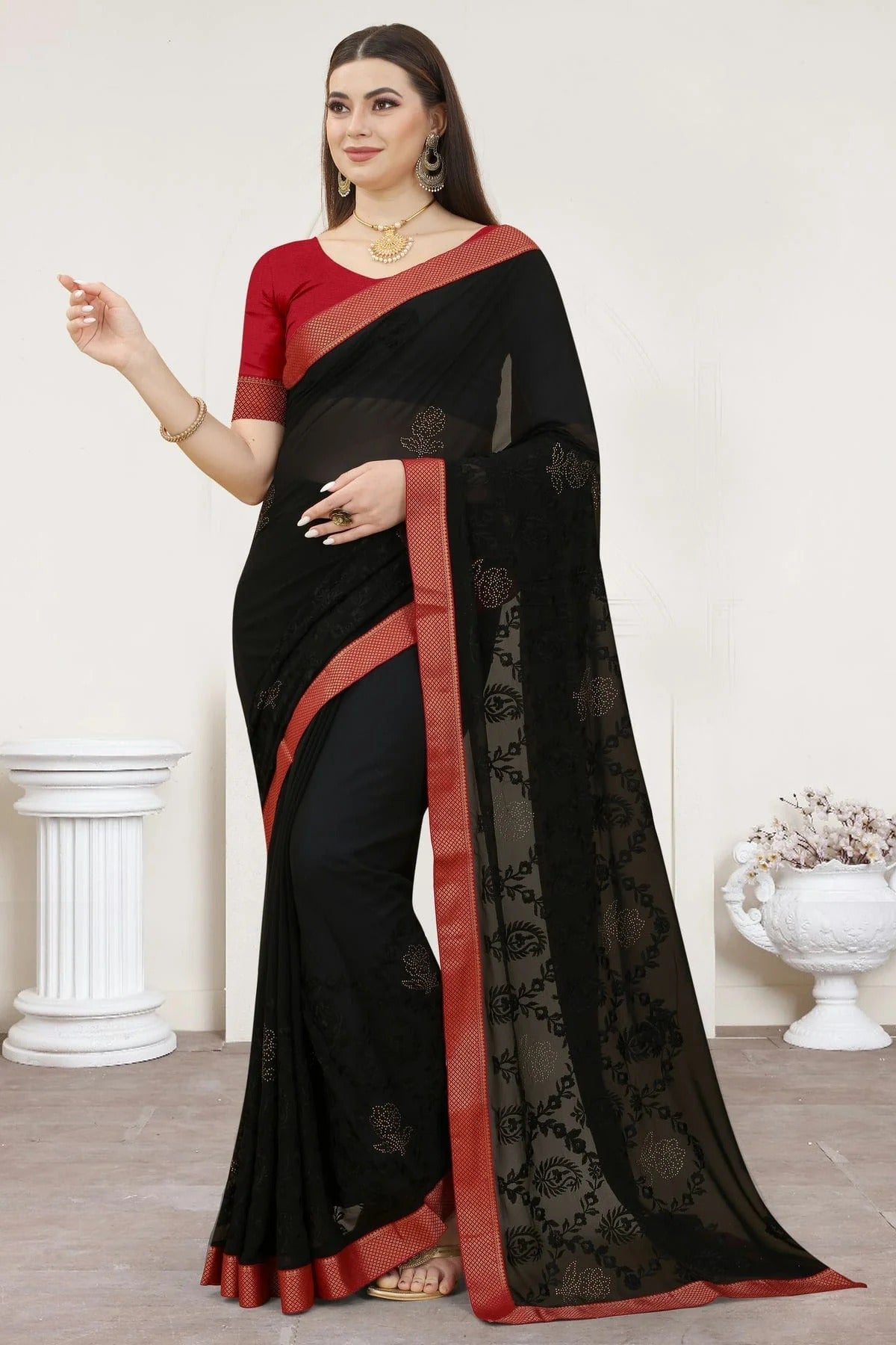Black Georgette Designer Saree NCLC11210488