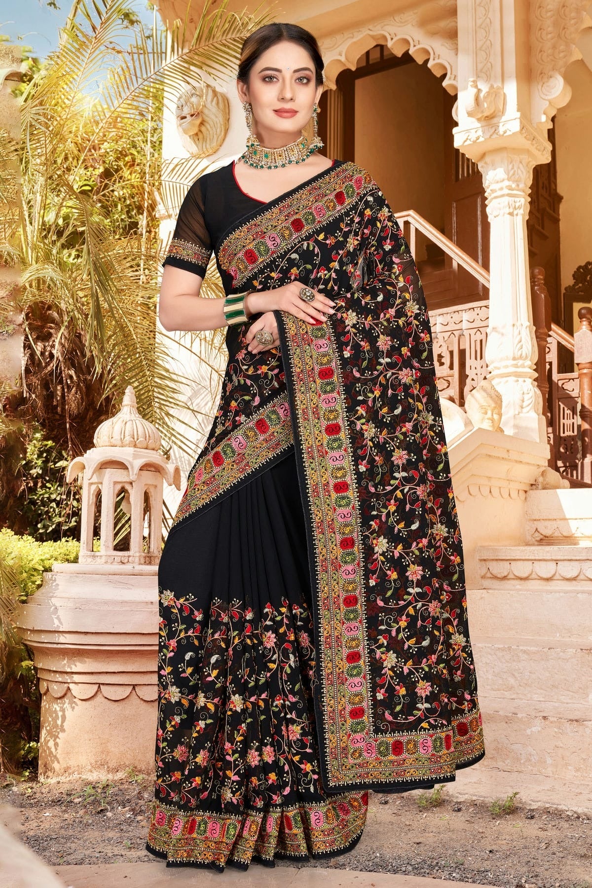 Black Georgette Designer Saree NCLC11210497
