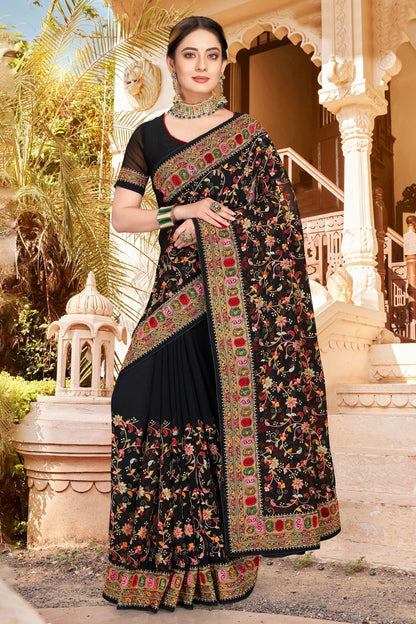 Black Georgette Designer Saree NCLC11210497