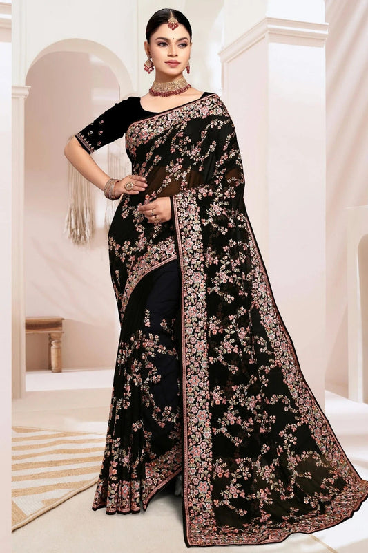 Black Georgette Designer Saree NCSD10910171