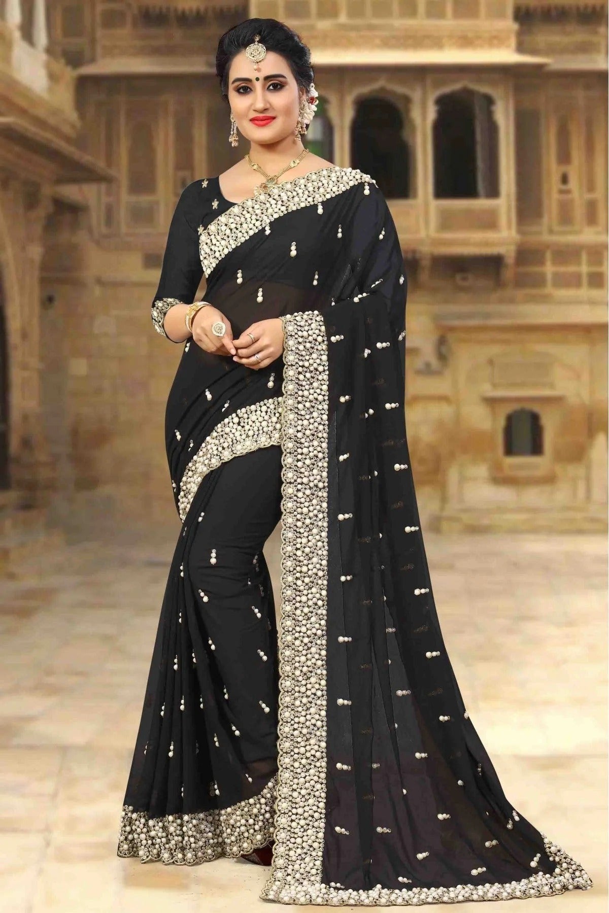 Black Georgette Designer Saree NCSD10910464