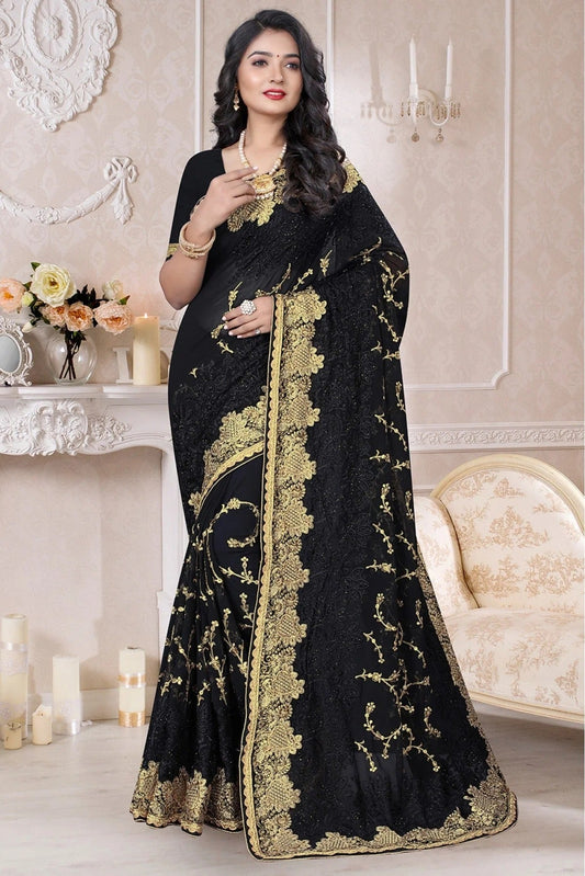 Black Georgette Designer Saree NCSD10910544