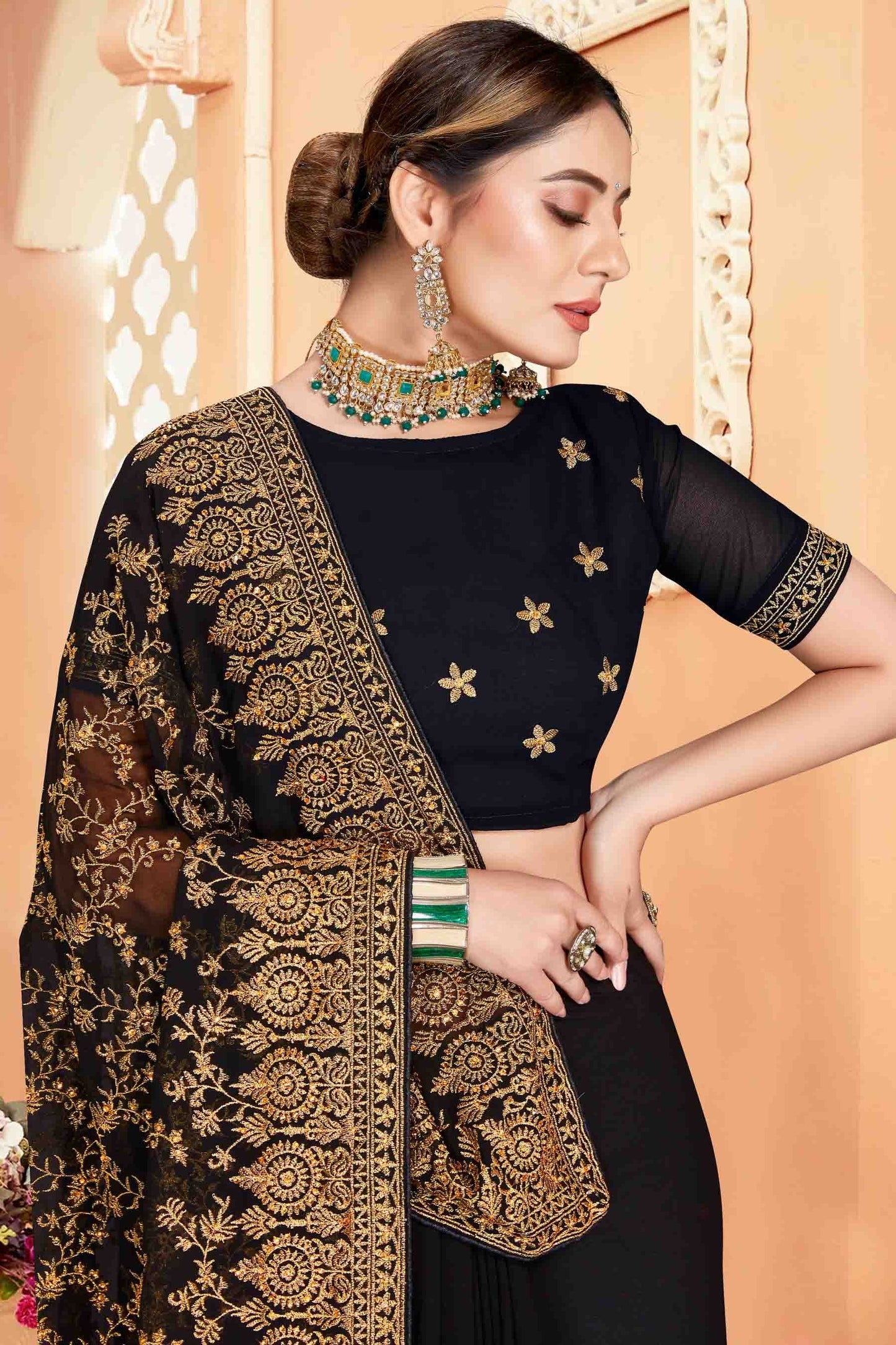 Black Georgette Designer Saree NCSD10910747