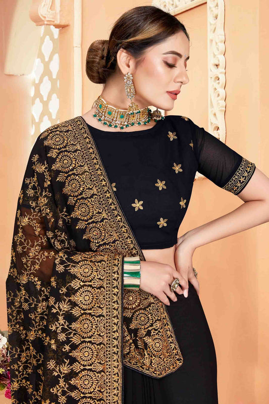 Black Georgette Designer Saree NCSD10910747