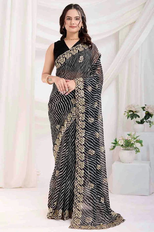 Black Georgette Designer Saree NCSD11110961