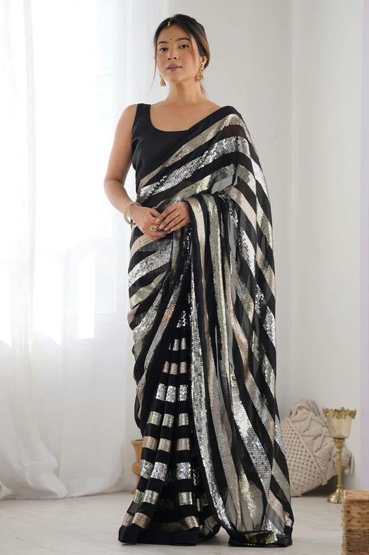 Black Georgette Designer Saree NCSD11111527