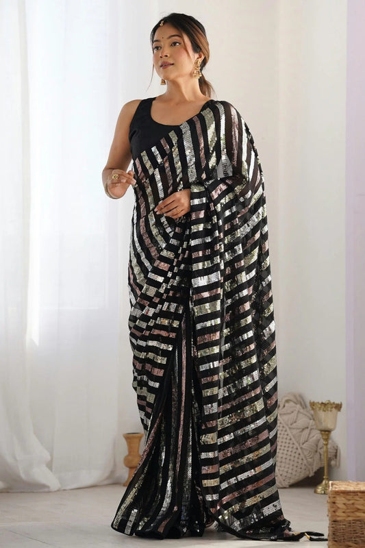 Black Georgette Designer Saree NCSD11111528