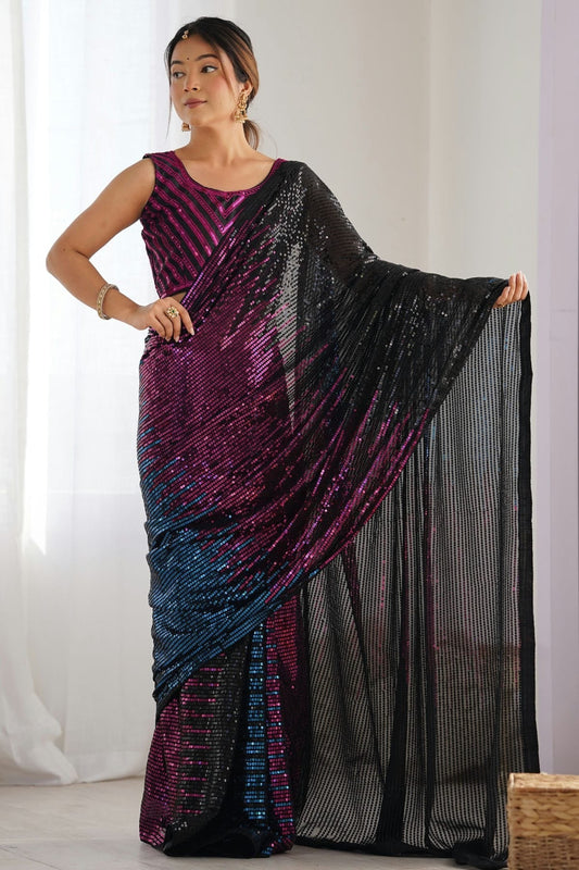 Black Georgette Designer Saree NCSD11111624