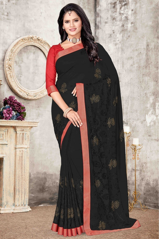 Black Georgette Designer Saree NCSD11210740