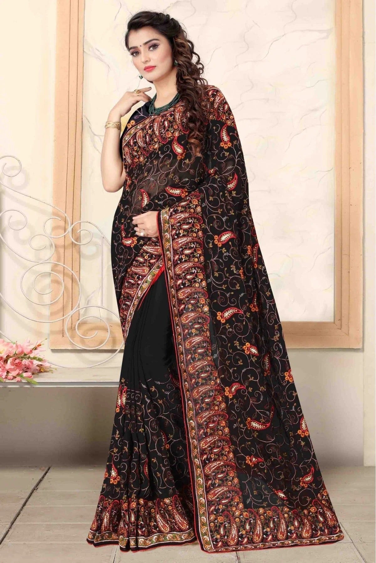 Black Georgette Designer Saree NCSD11210767