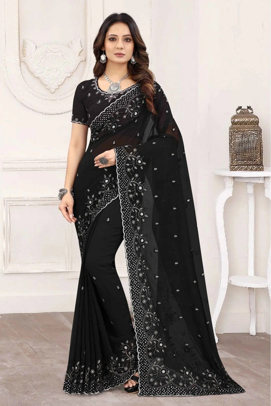 Black Georgette Designer Saree NCSD11210834