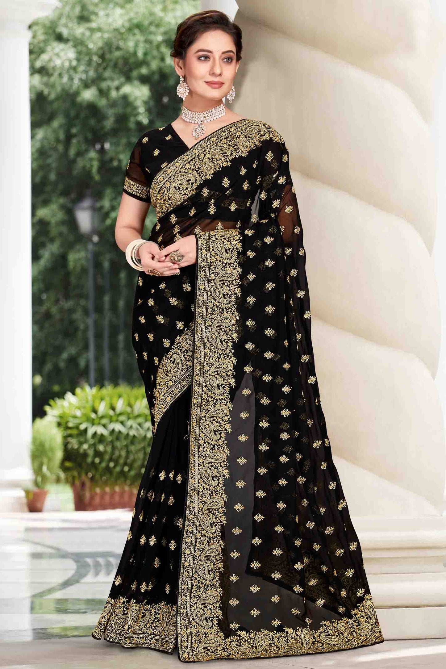 Black Georgette Designer Saree NCSD11210888