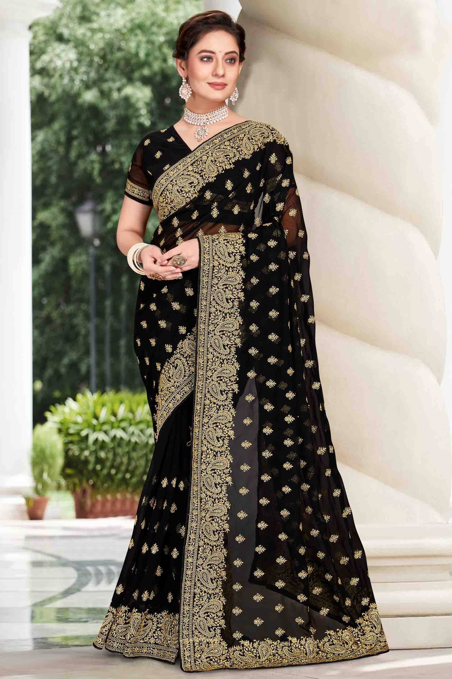 Black Georgette Designer Saree NCSD11210888