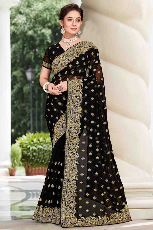 Black Georgette Designer Saree NCSD11210888