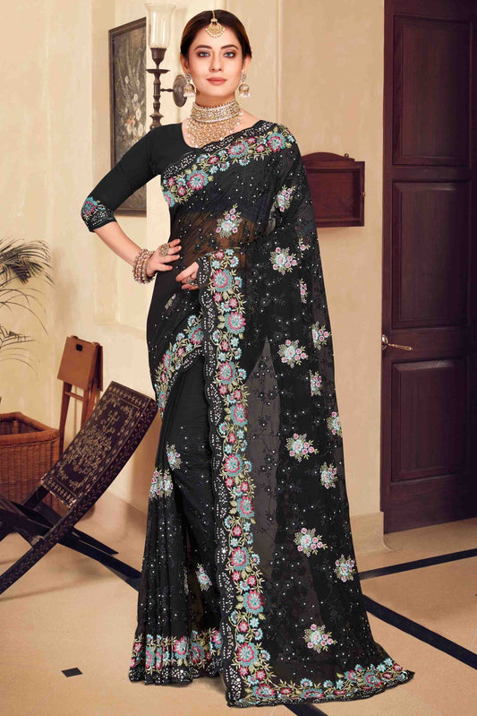 Black Georgette Designer Saree NCSD11210907