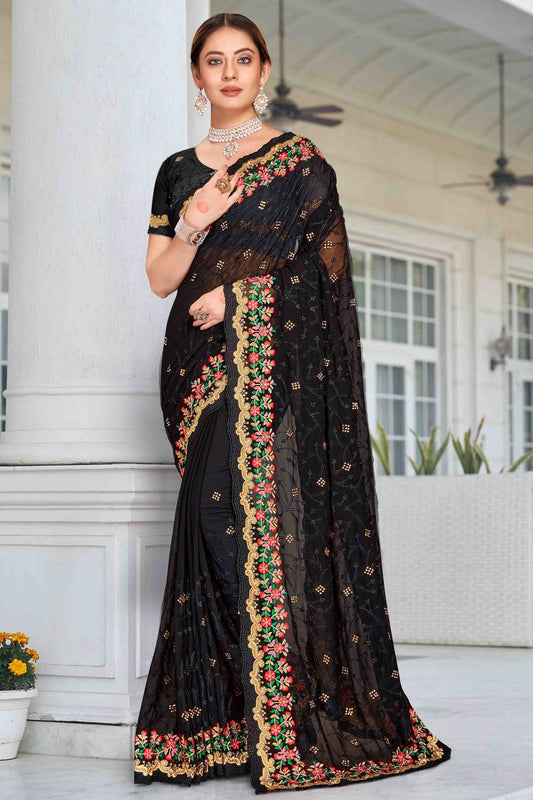 Black Georgette Designer Saree NCSD11210914
