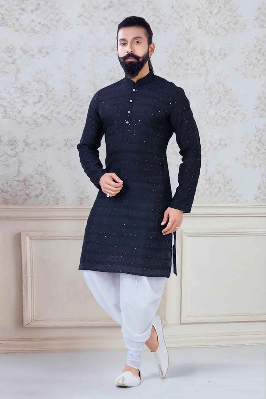 Black Georgette Festival Wear Dhoti Kurta NCKP11310143